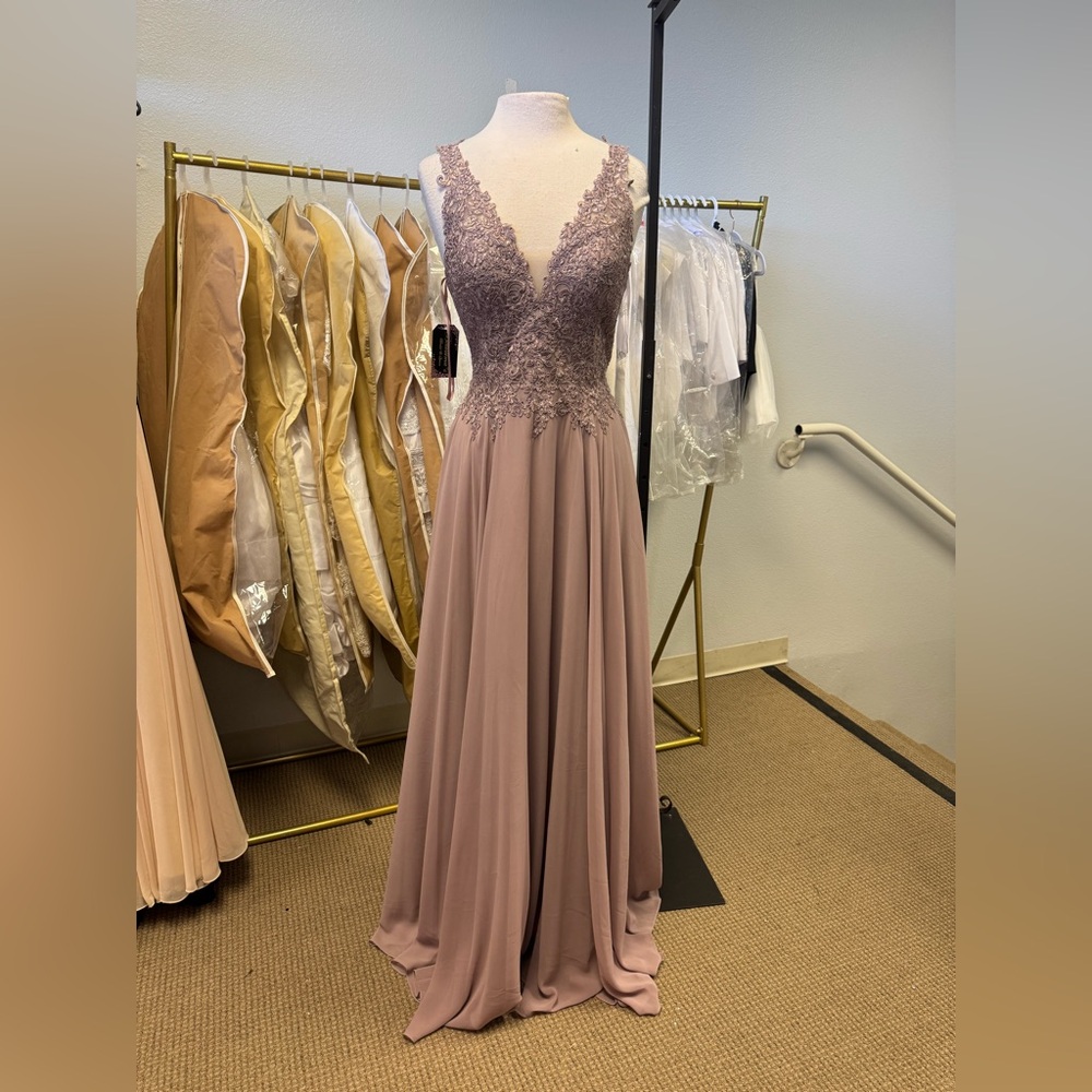 Dancing Queen Mocha Ruched Tiered Prom Gown 2161